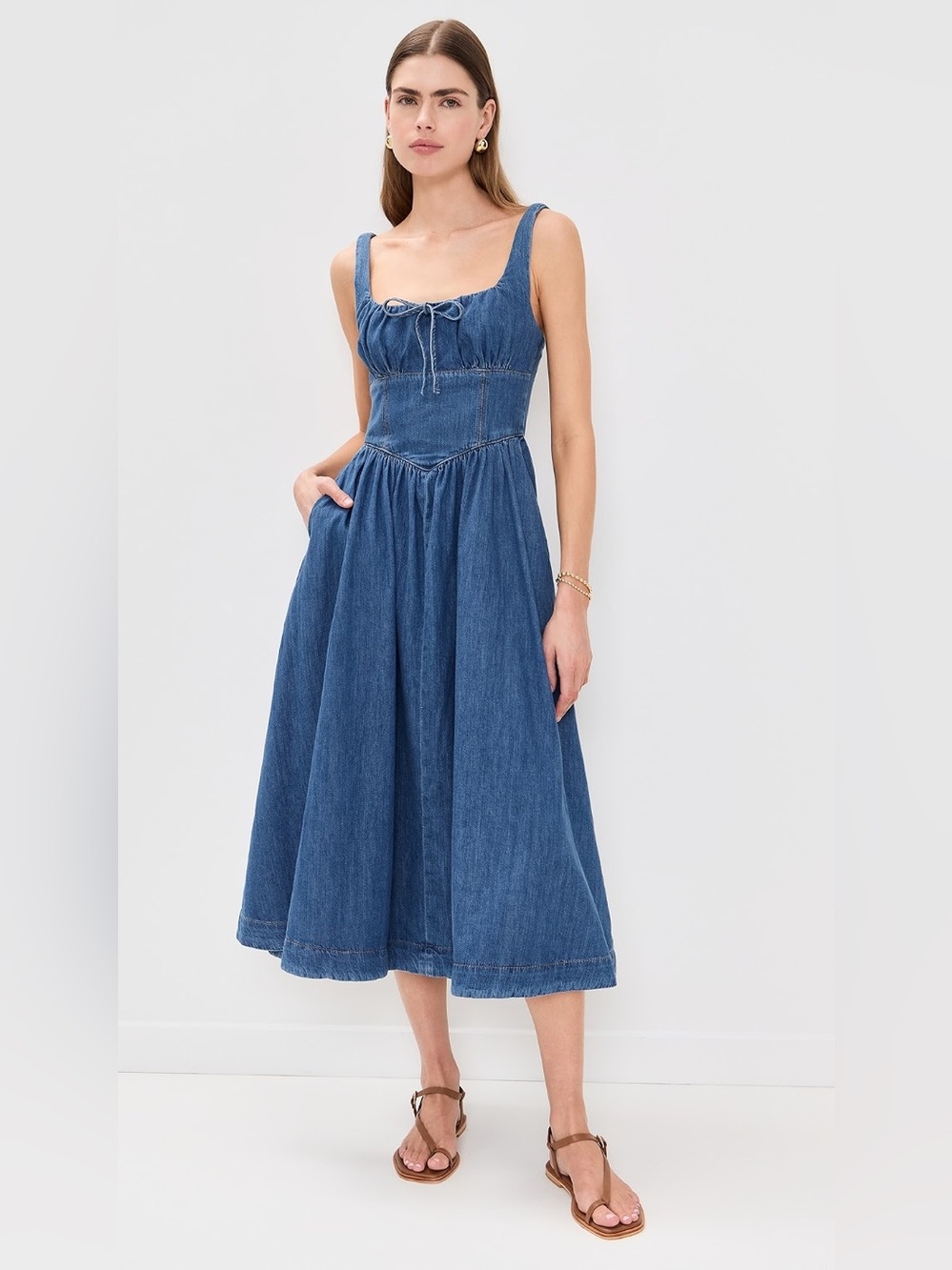 Reformation Balia Denim Midi Dress Size 4 (with defect)